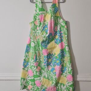 Woman's Green Floral Lily Pulitzer Sundress with Pink & Blue Accents
